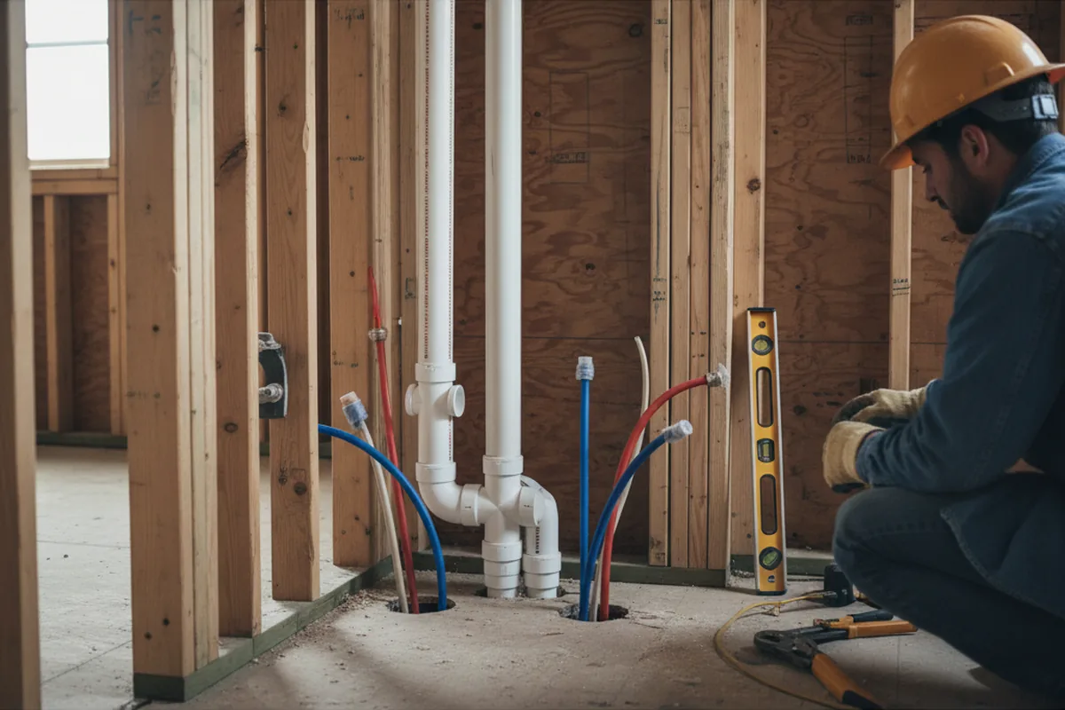 Drain and supply rough-in during Toilet Repair and Installation in Long Island City